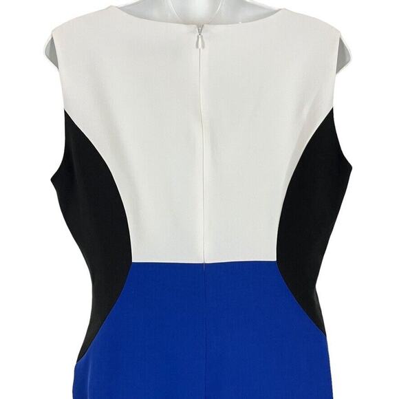 Evan Picone Black Label Womens Blue Cobalt Colorblock Sheath Career Dress sz 12 - Picture 11 of 16